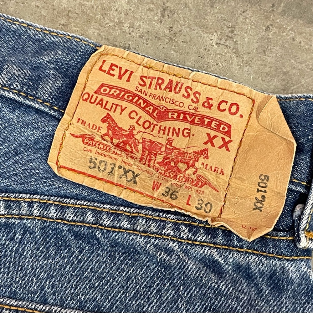 Vintage Y2K Levi's 501XX Button Fly Straight Leg Painted Jeans 36x30 - Picture 7 of 10